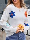 Angel Wings Crochet Flower Round Neck Sweater - Cocoa Yacht Club