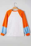 Light Grey Chenille Halloween Pumpkin Patched Patchwork Long Sleeve Top