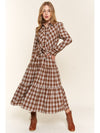 And the Why Plaid Tiered Midi Shirt Dress - Cocoa Yacht Club