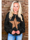 Black Studded Star Graphic Oversized Top