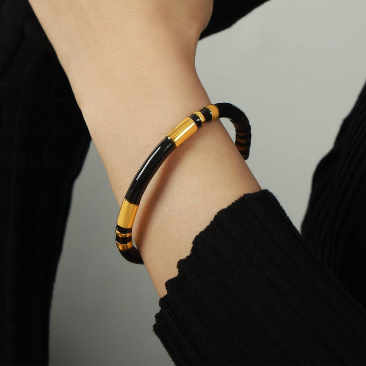 Enamel Titanium Steel Cuff Bracelet - Cocoa Yacht Club