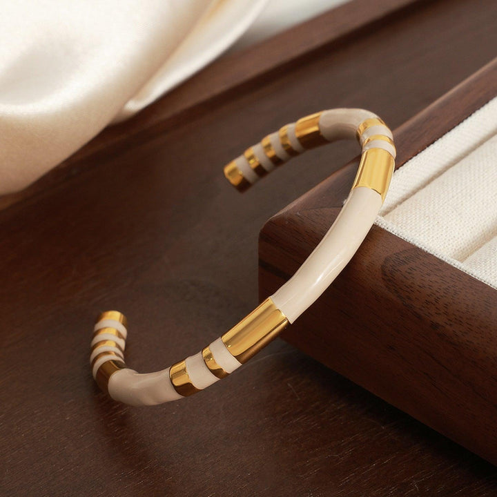 Enamel Titanium Steel Cuff Bracelet - Cocoa Yacht Club