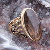 Enchanted Faceted Black Smoky Quartz Golden Ring