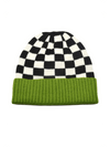 Spinach Green Checkered Color Block Unisex Winter Beanie Hat