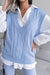 Sky Blue Hollow Out V Neck Knit Vest