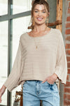 Black Ribbed Knit 3/4 Sleeve Dolman Sweater