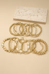 Gold Boho Pearl Beaded Stretch Bracelet Set