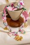 Peach Blossom Floral Pendant Scarf Necklace