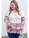 Apricot Plus Size Patchwork Textured Buttoned Blouse