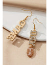 Gold GAME DAY Rugby Rhinestone Dangle Earrings