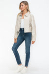 Salvia Ettore Snap Down Long Sleeve PU Leather Jacket