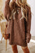 Coffee Twist Cable Knit Drop Shoulder Loose Fit Sweater Dress