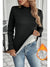 Black Solid Color Mock Neck Thermal Lined Long Sleeve Top