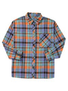 Orange Plus Size Plaid Print Buttoned Shirt