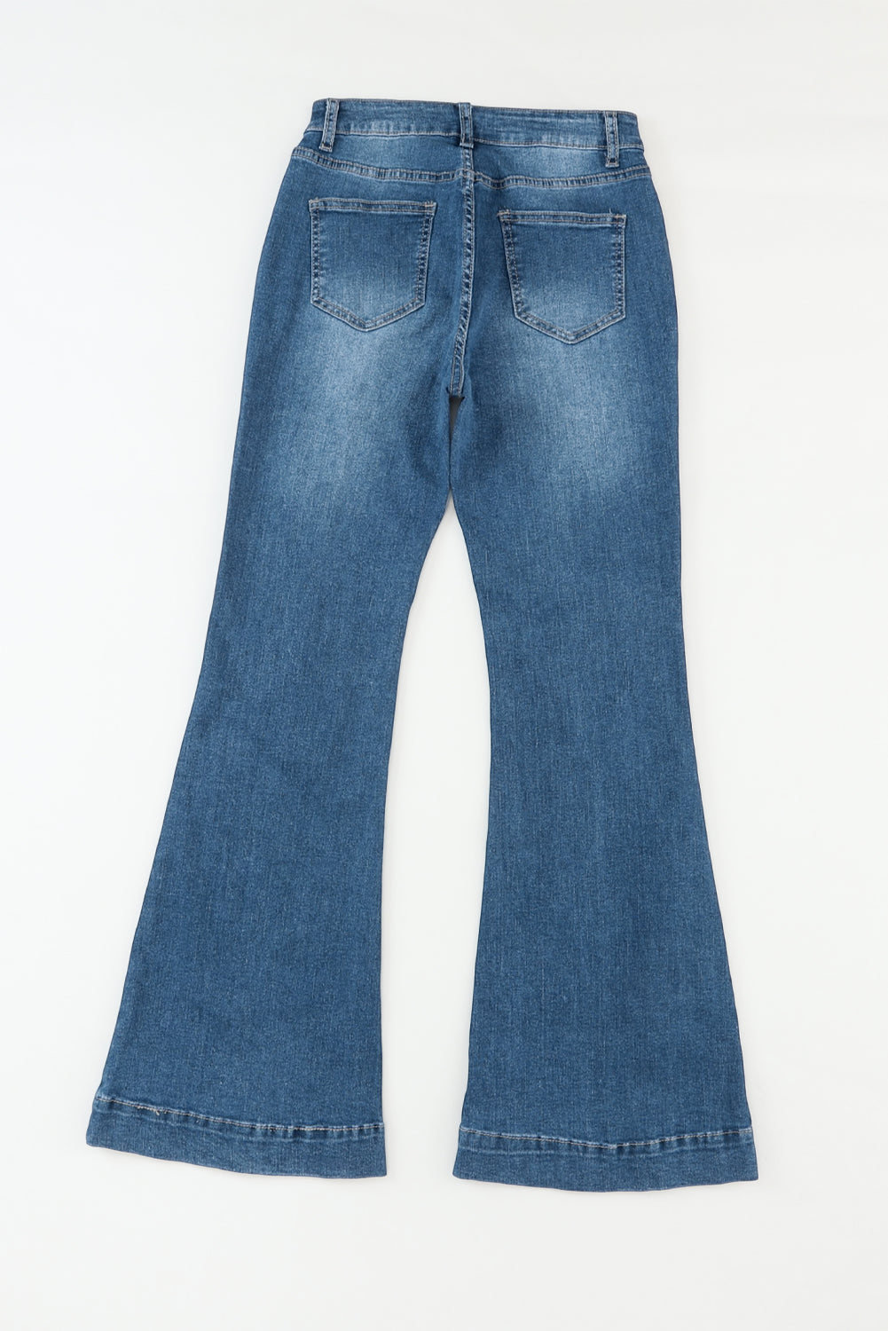 Blue Dark Wash High Waisted Bell Bottom Jeans for Women