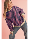 Green Stripe Contrast Edge Oversized Sweatshirt