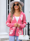 Angel Wings Flower Open Front Long Sleeve Cardigan - Cocoa Yacht Club