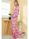 Pink Cheetah Print Shirt and Wide Leg Pants Pajama Set