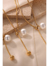 Gold Plated Pearl Beaded Y-Shape Necklace