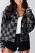 Black Checkered Patchwork Button Up Denim Jacket