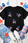 White Patriotic Sequin Balloon Puppy Graphic Crewneck Tee