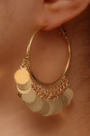 Gold Gorgeous Disc Tasseled Hoop Earrings