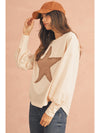 Apricot Studded Star Graphic Oversized Top