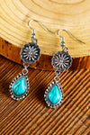 Peacock Blue Teardrop Turquoise Dangle Hook Earrings