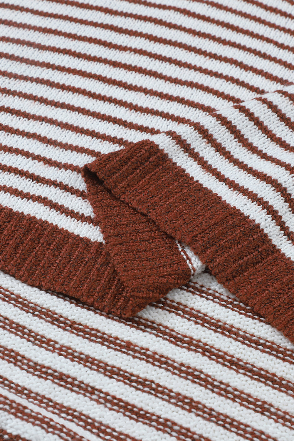 Brown Striped Turtleneck Oversized Sweater