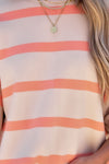 Orange Striped Print Drop Shoulder Pullover Sweatshirt