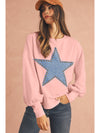 Apricot Studded Star Graphic Oversized Top