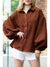 Coffee Corduroy Button Up Lantern Sleeve Jacket