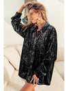 BiBi Button Up Long Sleeve Velvet Shirt