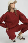 Umgee Round Neck Sweatshirt with Pleated Detail