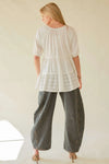 Davi & Dani Ruffled Flared Short Sleeve V Neck Blouse