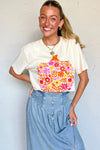 White Floral Pumpkin Graphic Fashion Tee