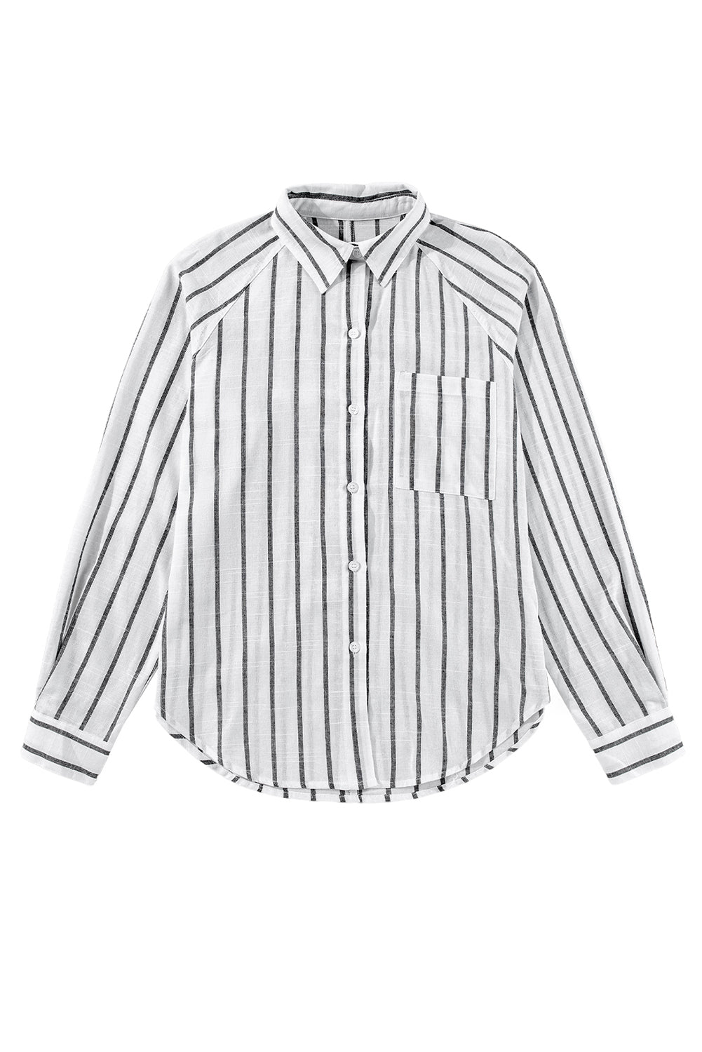 Black Stripe Chest Pocket Buttoned Oversized Shirt