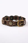 Chestnut Retro Studded Ring Connected Faux Leather Belt
