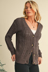 Beige Hollow Knit Drop Shoulder Cardigan