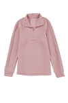 Peach Blossom Ribbed Texture Quarter Zip Sweatshirt