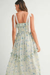 MABLE Floral Printed Shoulder Strap Midi Dress