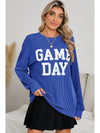 Bluing Corded GAME DAY Graphic Long Sleeve Top