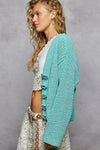 POL V-Neck Long Sleeve Cardigan with Exaggerated Buttons