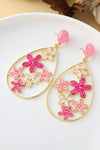 Rose Red Braided Flower Waterdrop Earrings