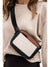 White Color Block Adjustable Belt PU Leather Crossbody Bag