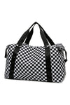 Black Checkered Travel Portable Large Capacity Duffle Bag