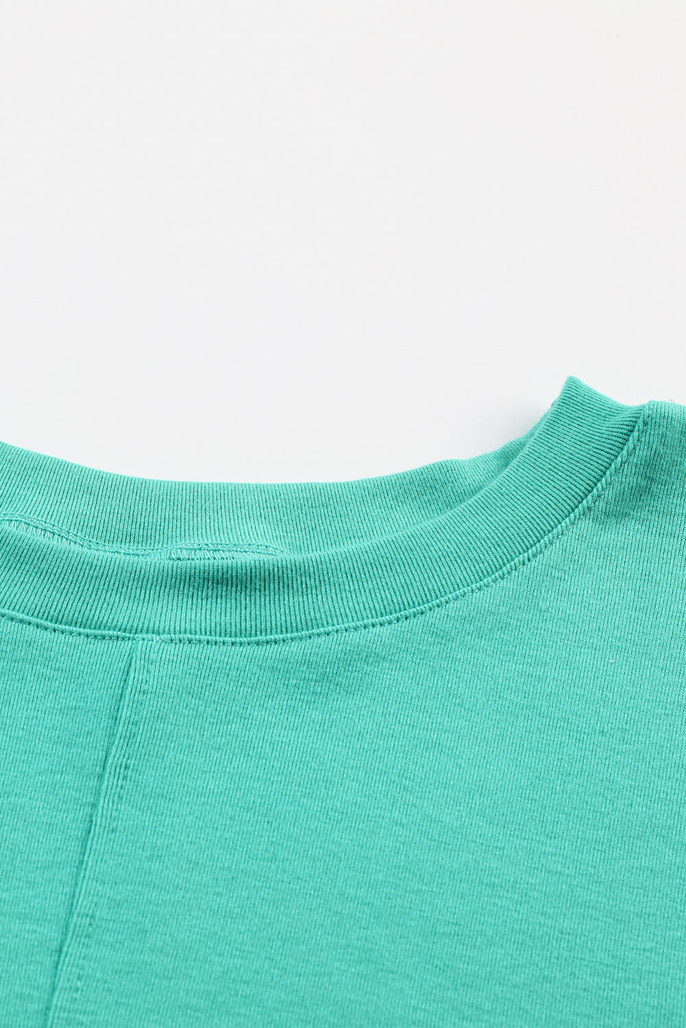 Green Plain Solid Color Casual Seam Long Sleeve Top