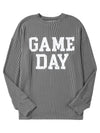 Bluing Corded GAME DAY Graphic Long Sleeve Top