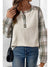 Apricot Checkered Patchwork Textured Pullover Top