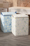 White Daisy Print Wardrobe Large Storage Bag with Lid